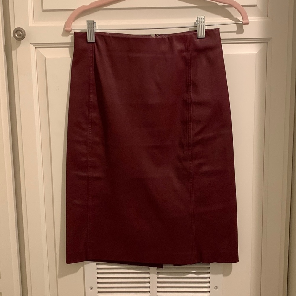 Vince Burgundy Lamb Lesther Pencile Skirt